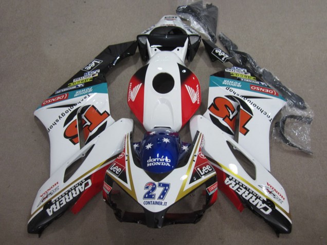 Comprare Carena Moto Honda CBR1000RR 2004-2005 - Bianco Rosso Blu Nero Lucido 27 Contrainer IT Carrera