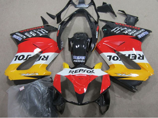 Comprare Carena Moto Honda VFR 800 2002-2013 - Giallo Bianco Rosso Nero Lucido Repsol