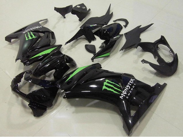 Comprare Carena Moto Kawasaki ZX250R 2008-2012 - Nero Lucido Verde Mostro Energy