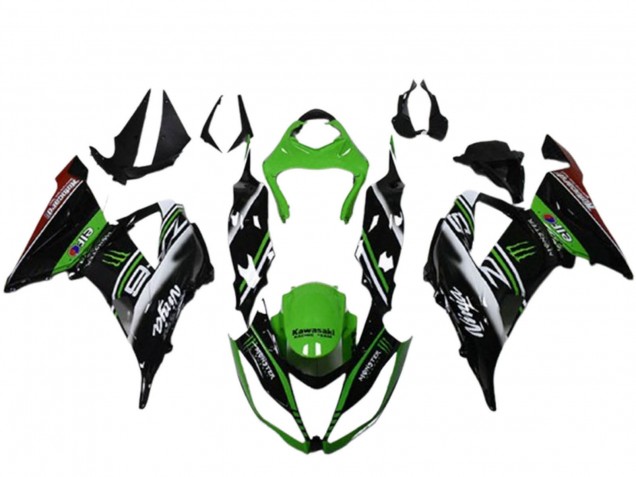 Comprare Carena Moto Kawasaki ZX6R 2013-2018 - Verde Nero Bianco Elf Mostro