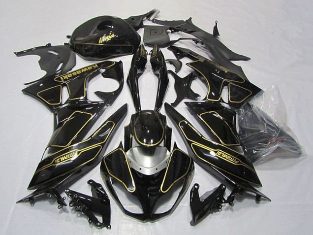 Comprare Carena Moto Kawasaki ZX6R 2009-2012 - Nero Lucido Argento Oro