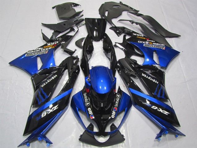 Comprare Carena Moto Kawasaki ZX6R 2009-2012 - Blu Nero Lucido Elf Touch4 Mostro Bridgestone