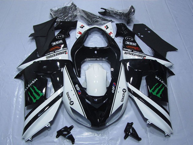 Comprare Carena Moto Kawasaki ZX6R 2007-2008 - Nero Bianco Mostro Touch4