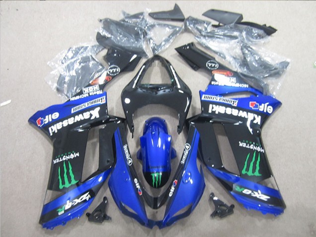Comprare Carena Moto Kawasaki ZX6R 2007-2008 - Nero Blu Verde Mostro