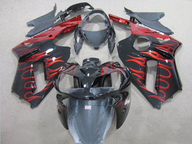 Comprare Carena Moto Kawasaki ZX6R 2007-2008 - Nero Rosso Fiamma