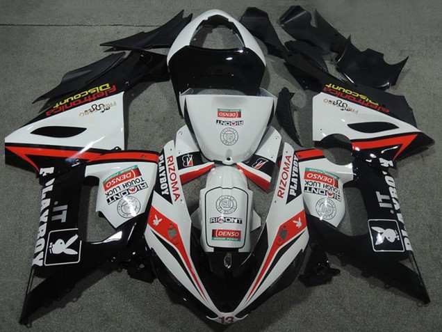 Comprare Carena Moto Kawasaki ZX6R 2005-2006 - Bianco Nero Rosso Rizoma Playboy