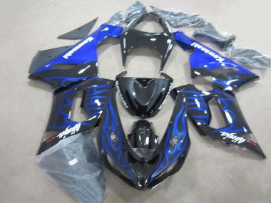 Comprare Carena Moto Kawasaki ZX6R 2005-2006 - Nero Lucido Blu Fiamma