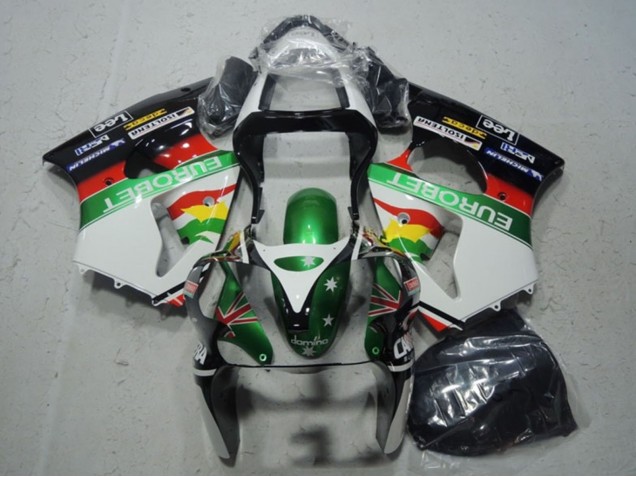 Comprare Carena Moto Kawasaki ZX6R 2000-2002 - Bianco Verde Rosso Giallo Nero Stella EuroBet