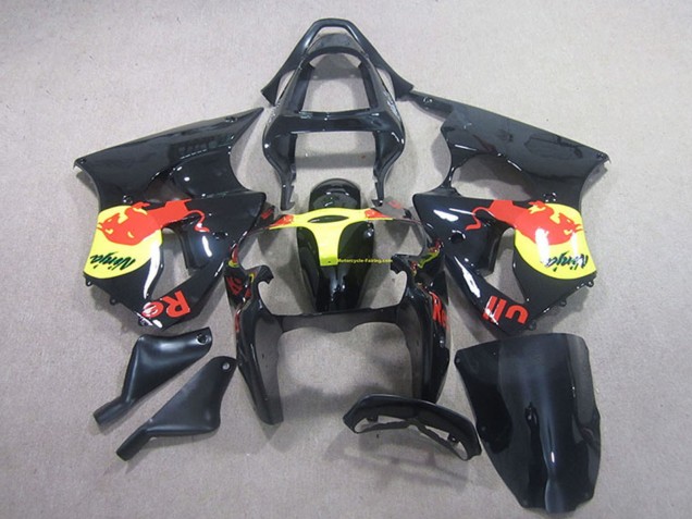 Comprare Carena Moto Kawasaki ZX6R 2000-2002 - Nero Lucido Giallo Red Bull