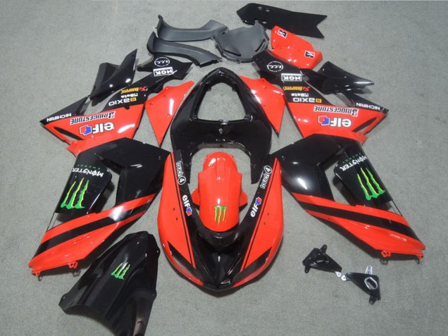 Comprare Carena Moto Kawasaki ZX10R 2006-2007 - Rosso Nero Lucido Verde Elf Touch4 Mostro