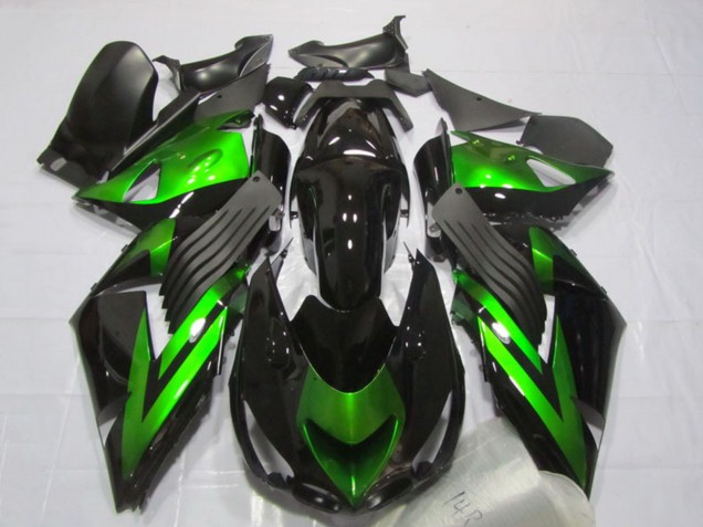 Comprare Carena Moto Kawasaki ZX14R ZZR1400 2006-2011 - Nero Lucido Verde Banda