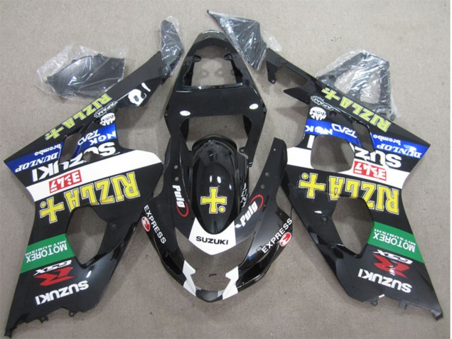 Comprare Carena Moto Suzuki GSXR 600 2004-2005 - Nero Lucido Bianco Verde Giallo Rizla