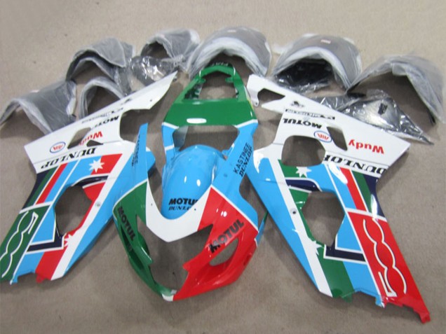 Comprare Carena Moto Suzuki GSXR 600 2004-2005 - Bianco Blu Verde Rosso Motul