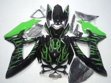 Comprare Carena Moto Suzuki GSXR 600 2008-2010 - Nero Lucido Verde Fiamma