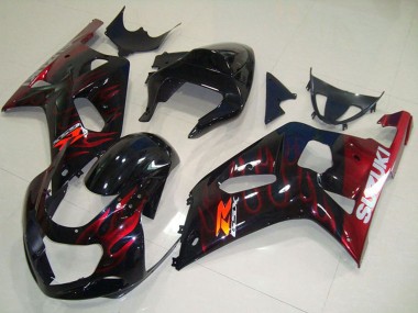 Comprare Carena Moto Suzuki GSXR 750 2001-2003 - Nero Lucido Rosso Fiamma