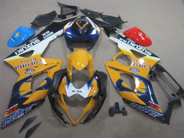 Comprare Carena Moto Suzuki GSXR 1000 2005-2006 - Bianco Giallo Blu Nero Corona Extra Alstare
