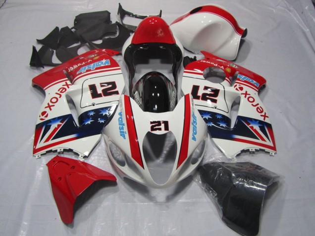 Comprare Carena Moto Suzuki GSXR 1300 Hayabusa 1996-2007 - Bianco Rosso Blu Xerox 21