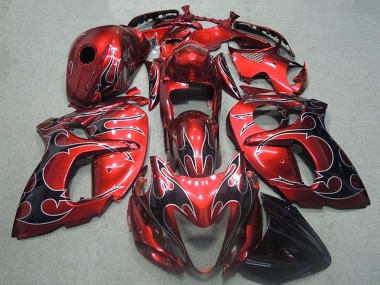 Comprare Carena Moto Suzuki GSXR 1300 Hayabusa 1996-2007 - Rosso Argento Nero Fiamma