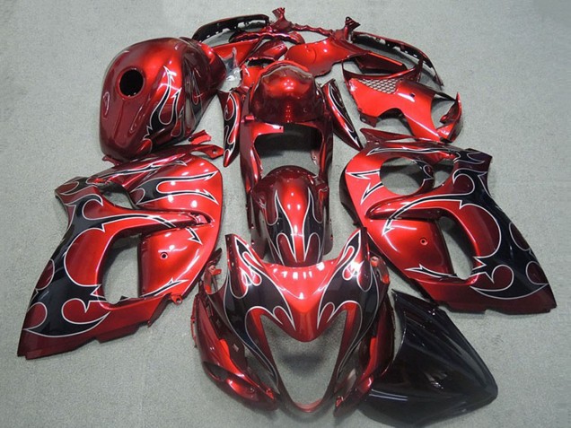 Comprare Carena Moto Suzuki GSXR 1300 Hayabusa 1996-2007 - Rosso Argento Nero Fiamma