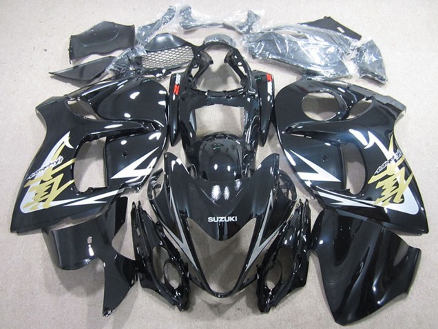 Comprare Carena Moto Suzuki GSXR 1300 Hayabusa 2008-2020 - Nero Lucido Bianco Oro Decal