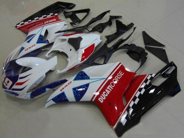 Comprare Carena Moto Ducati 1098 2007-2014 - Bianco Rosso Nero Blu Corse 69