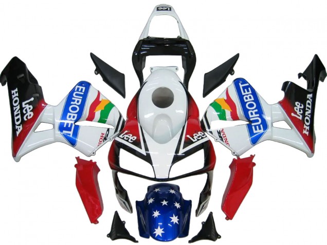 Comprare Kit Carena Moto ABS Honda CBR600RR 2003-2004 - Bianco Rosso Blu Nero Lucido EuroBet
