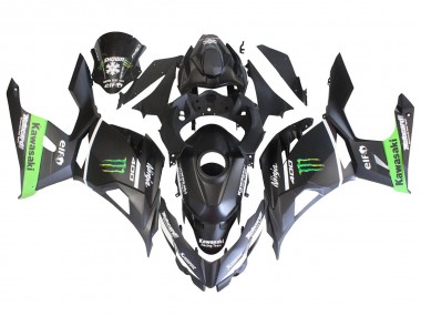 Comprare Carena Moto Kawasaki EX400 2018-2024 - Nero Opaco Verde Mostro Showr Nevicare