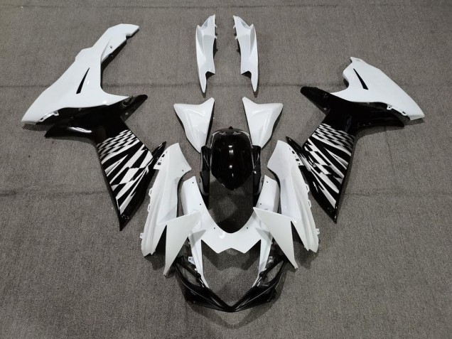 Nero Bianco & Argento 11-24 Suzuki GSXR 600-750 Carene Moto Nero Bianco & Argento 11-24 Suzuki GSXR 600-750 Carene Moto