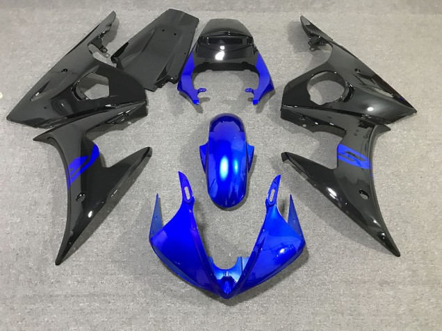 Nero & Blu Lucido 03-04 Yamaha R6 Carene Moto Nero & Blu Lucido 03-04 Yamaha R6 Carene Moto