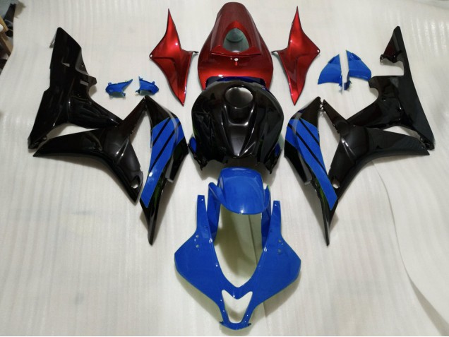 Nero Lucido & Accenti Blu & Rossi 07-08 Honda CBR600RR Carene Moto Nero Lucido & Accenti Blu & Rossi 07-08 Honda CBR600RR Carene Moto