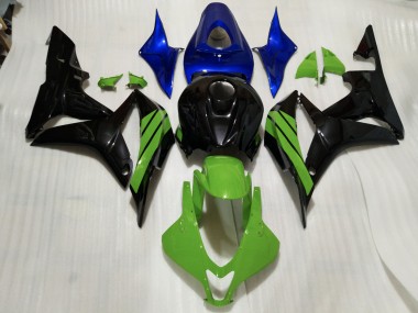 Nero Lucido & Accenti Verdi & Blu 07-08 Honda CBR600RR Carene Moto