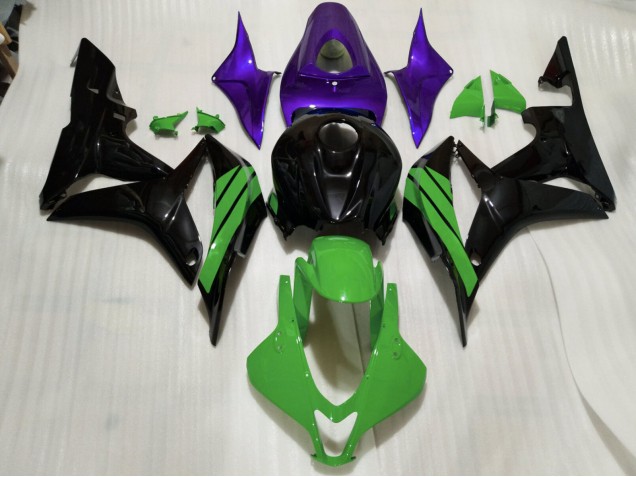 Nero Lucido & Accenti Verdi & Viola 07-08 Honda CBR600RR Carene Moto Nero Lucido & Accenti Verdi & Viola 07-08 Honda CBR600RR Carene Moto