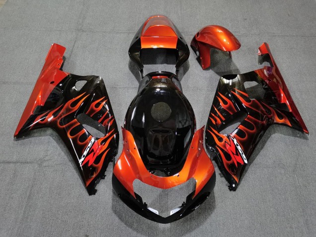 Nero Lucido & Arancione 01-03 Suzuki GSXR 600-750 Carene Moto Nero Lucido & Arancione 01-03 Suzuki GSXR 600-750 Carene Moto