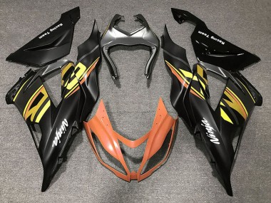 Nero Lucido & Arancione 13-18 Kawasaki ZX6R Carene Moto
