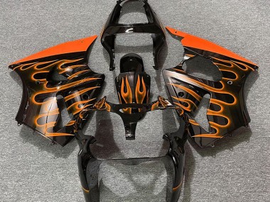 Nero Lucido & Arancione Fiamma 00-02 Kawasaki ZX6R Carene Moto