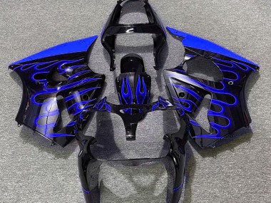 Nero Lucido & Blu Fiamma 00-02 Kawasaki ZX6R Carene Moto