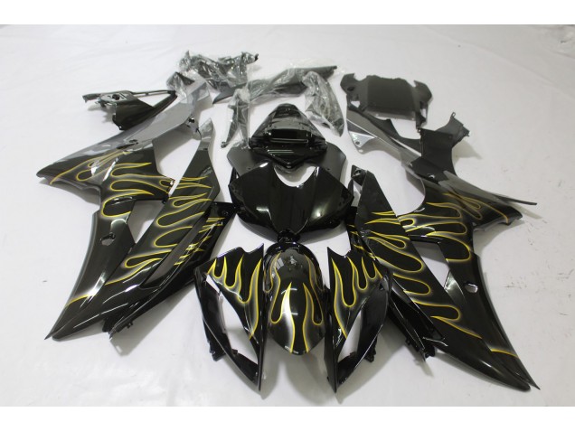 Nero Lucido & Fiamma 08-16 Yamaha R6 Carene Moto Nero Lucido & Fiamma 08-16 Yamaha R6 Carene Moto