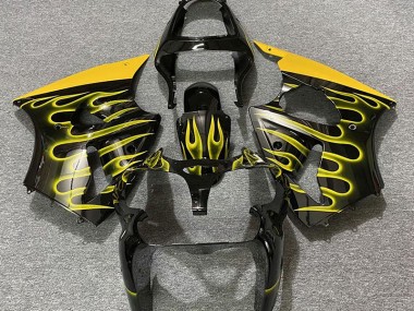 Nero Lucido & Giallo Fiamma 00-02 Kawasaki ZX6R Carene Moto