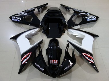 Nero Lucido & Loghi 06-07 Yamaha R6 Carene Moto