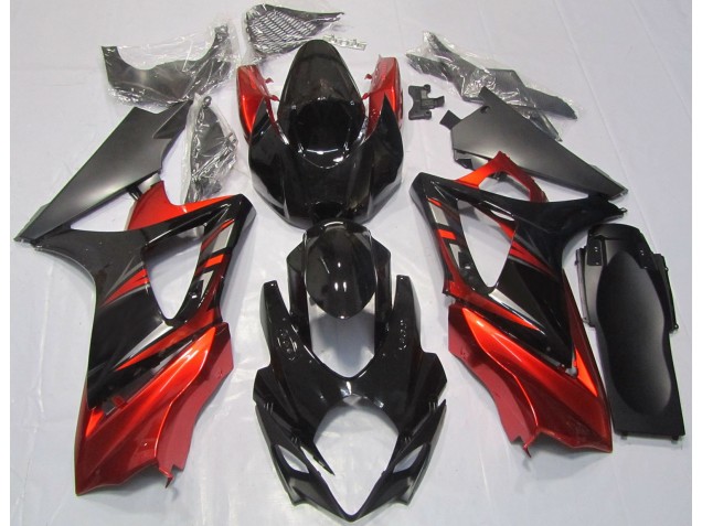 Nero Lucido & Rosso 07-08 Suzuki GSXR 1000 Carene Moto
