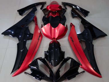 Nero Lucido & Rosso Caramello 08-16 Yamaha R6 Carene Moto