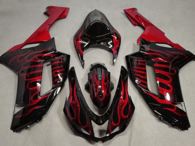 Nero Lucido & Rosso Fiamma 07-08 Kawasaki ZX6R Carene Moto