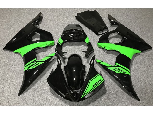 Nero Lucido & Verde 03-04 Yamaha R6 Carene Moto Nero Lucido & Verde 03-04 Yamaha R6 Carene Moto
