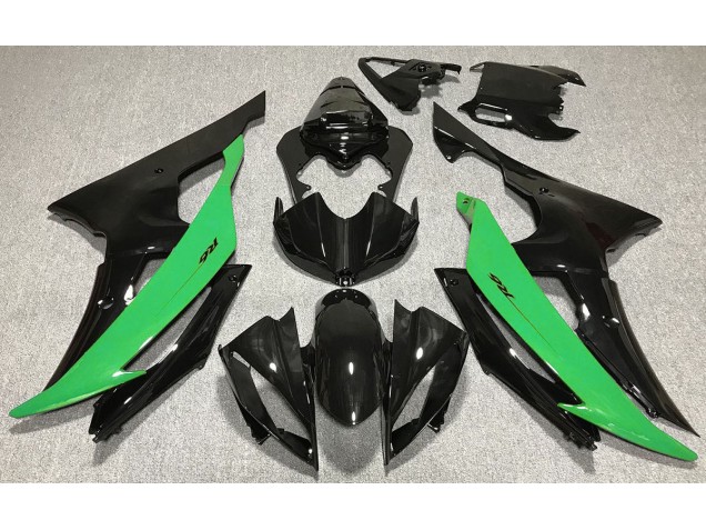 Nero Lucido & Verde 08-16 Yamaha R6 Carene Moto Nero Lucido & Verde 08-16 Yamaha R6 Carene Moto