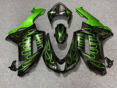 Nero Lucido & Verde Fiamma 07-08 Kawasaki ZX6R Carene Moto