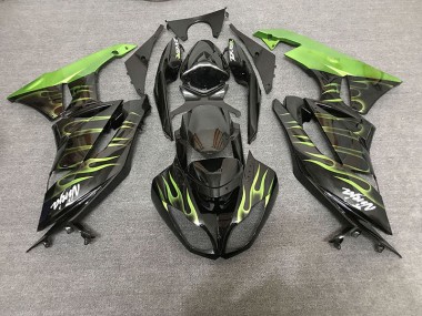 Nero Lucido & Verde Fiamma 09-12 Kawasaki ZX6R Carene Moto