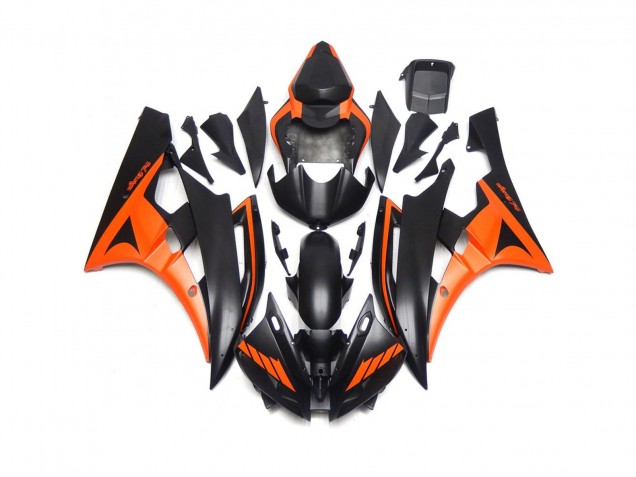 Nero Opaco & Arancione Personalizzati 06-07 Yamaha R6 Carene Moto Nero Opaco & Arancione Personalizzati 06-07 Yamaha R6 Carene Moto