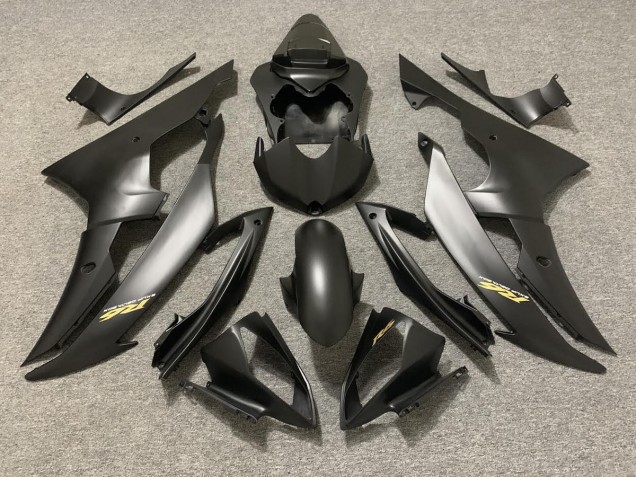 Nero Opaco Con Logo Dorato 08-16 Yamaha R6 Carene Moto Nero Opaco Con Logo Dorato 08-16 Yamaha R6 Carene Moto