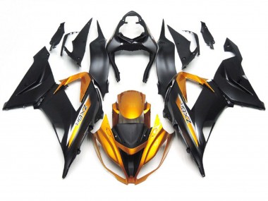 Nero Opaco & Oro 13-18 Kawasaki ZX6R Carene Moto