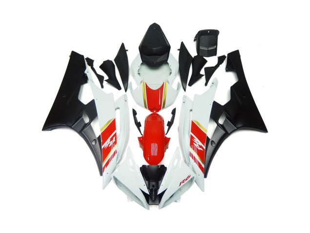 Nero Opaco Personalizzato & Rosso Con Bianco 06-07 Yamaha R6 Carene Moto Nero Opaco Personalizzato & Rosso Con Bianco 06-07 Yamaha R6 Carene Moto